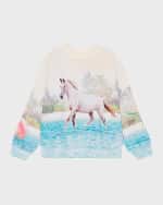 Image 2 of 3: Molo Girl's Island Horse Maxi Sweatshirt, Size 4-6