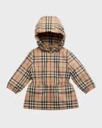 Image 4 of 6: Burberry Girl's Bridget Check-Print Lightweight Coat, Size 3-14