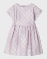Image 3 of 4: Burberry Girl's Anorra Bias Check Short-Sleeve Dress, Size 3-14