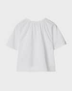 Image 4 of 4: Burberry Girl's Lucy Gathered Top W/ Logo Patch, Size 3-14