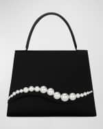 Image 1 of 5: MACH & MACH Sirene Pearly Satin Top-Handle Bag
