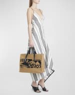 Image 2 of 6: Ferragamo F Signature Raffia Tote Bag