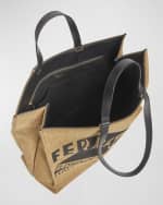 Image 5 of 6: Ferragamo F Signature Raffia Tote Bag