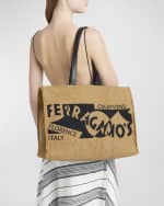 Image 3 of 6: Ferragamo F Signature Raffia Tote Bag