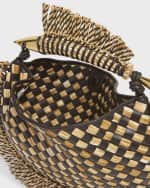 Image 4 of 5: Bottega Veneta Small Sardine Fringe Raffia Top-Handle Bag