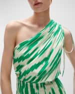 Image 4 of 4: Figue Blythe Ikat-Print One-Shoulder Peplum Top