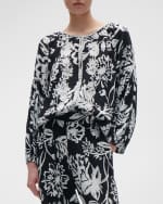 Image 1 of 4: Figue Tula Floral Embroidered Long-Sleeve Peasant Top