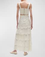 Image 2 of 5: Figue Gwenyth Tiered Ruffle Eyelet Embroidered Maxi Skirt