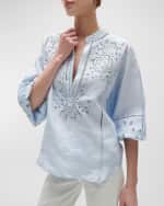 Image 3 of 4: Figue Rylie Broderie Anglaise Long-Sleeve Linen Top