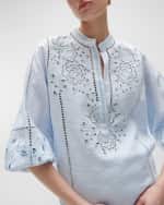 Image 4 of 4: Figue Rylie Broderie Anglaise Long-Sleeve Linen Top