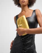 Image 3 of 6: Ferragamo Fiamma Metallic Leather Shoulder Bag