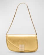 Image 1 of 6: Ferragamo Fiamma Metallic Leather Shoulder Bag