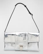 Image 1 of 6: Proenza Schouler Flap Crinkled Metallic Leather Shoulder Bag