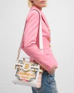 Image 3 of 6: Balmain BBuzz 23 Top-Handle Bag in Canvas with Leather Handle