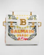 Image 1 of 6: Balmain BBuzz 23 Top-Handle Bag in Canvas with Leather Handle