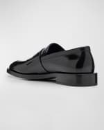 Image 3 of 6: Stuart Weitzman Men's Royce Kiltie Brushed Leather Penny Loafers