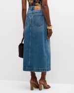 Image 4 of 6: Ulla Johnson The Bea Vented Midi Denim Skirt