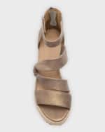 Image 5 of 5: Eileen Fisher Wisp Metallic Suede Wedge Espadrilles
