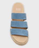Image 5 of 5: Eileen Fisher Mayla Denim Three-Band Wedge Espadrilles