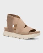 Image 4 of 5: Eileen Fisher Chant Sporty Leather Wedge Sandals