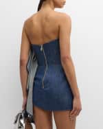 Image 4 of 6: LaQuan Smith Strapless Denim Mini Dress with Ruffle Detail