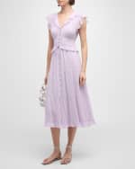 Image 2 of 6: PAIGE Paradis Ruffled Silk Midi Dress