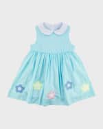 Image 2 of 3: Florence Eiseman Girl's Flower Appliqué Sleeveless Swiss Dot Dress, Size 2-6
