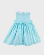 Image 3 of 3: Florence Eiseman Girl's Flower Appliqué Sleeveless Swiss Dot Dress, Size 2-6