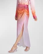 Image 1 of 5: Robert Graham Tatum Ruched Side-Slit Ombre Maxi Skirt