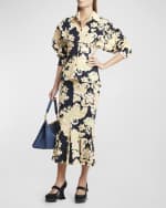 Image 5 of 6: Etro Tropical-Print Paneled Midi Trumpet Skirt