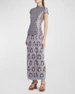 Image 5 of 6: Etro Mock-Neck Cap-Sleeve Brocade Top