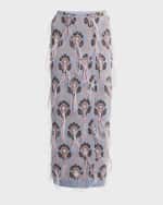 Image 1 of 6: Etro Crystal Feather Embellished Foulard Knit Maxi Wrap Skirt