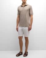 Image 5 of 6: Baldassari Men's Linen-Cotton Polo Shirt
