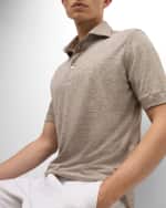 Image 4 of 6: Baldassari Men's Linen-Cotton Polo Shirt