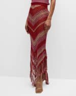 Image 2 of 6: Dodo Bar Or Paal Chevron Crochet Fringe Maxi Skirt