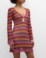 Image 5 of 6: Dodo Bar Or Ria Crochet Stripe Keyhole Mini Dress