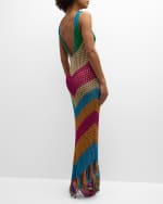 Image 4 of 6: Dodo Bar Or Rin Sleeveless Multicolor Chevron Stripe Crochet Maxi Dress