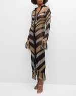 Image 5 of 6: Dodo Bar Or Zil Open Crochet Lace-Up Fringe Maxi Dress