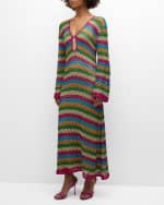 Image 5 of 6: Dodo Bar Or Ria Keyhole Crochet Stripe Long Dress