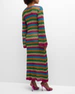 Image 4 of 6: Dodo Bar Or Ria Keyhole Crochet Stripe Long Dress