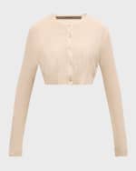 Image 1 of 6: Enza Costa Linen Open-Knit Cropped Cardigan