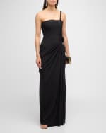 Image 5 of 6: SIMKHAI Sone Draped One-Shoulder Column Gown