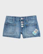Image 1 of 4: Ralph Lauren Childrenswear Girl's Patchwork Rigid Denim Shorts, Size 7-16