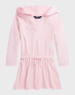 Image 1 of 2: Ralph Lauren Childrenswear Girl's Solid Terry Cloth Hooded Coverup, Size 2-6X