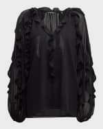 Image 2 of 6: Ungaro Ruffle-Trim Rhinestone Chiffon Blouse