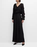 Image 5 of 6: Ungaro Ruffle-Trim Rhinestone Chiffon Blouse