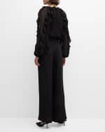 Image 3 of 6: Ungaro Ruffle-Trim Rhinestone Chiffon Blouse