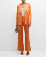 Image 5 of 7: Ungaro Two-Tone Flare-Leg Satin Back Crepe Pants