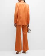 Image 3 of 7: Ungaro Two-Tone Flare-Leg Satin Back Crepe Pants