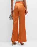 Image 4 of 7: Ungaro Two-Tone Flare-Leg Satin Back Crepe Pants